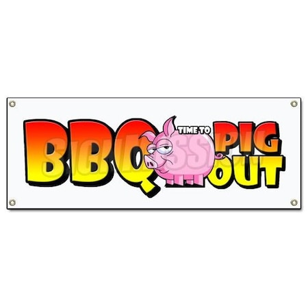 Signmission BBQ time to PIG OUT BANNER SIGN pulled pork barbecue signs ribs smoked Texas B-BBQ Pig Out